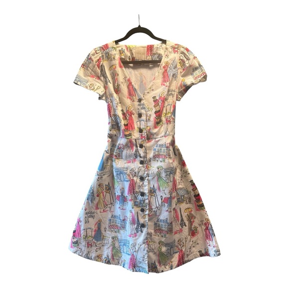 ModCloth Wedding Guest Shirt Dress Romantic Parisian print - Picture 1 of 12